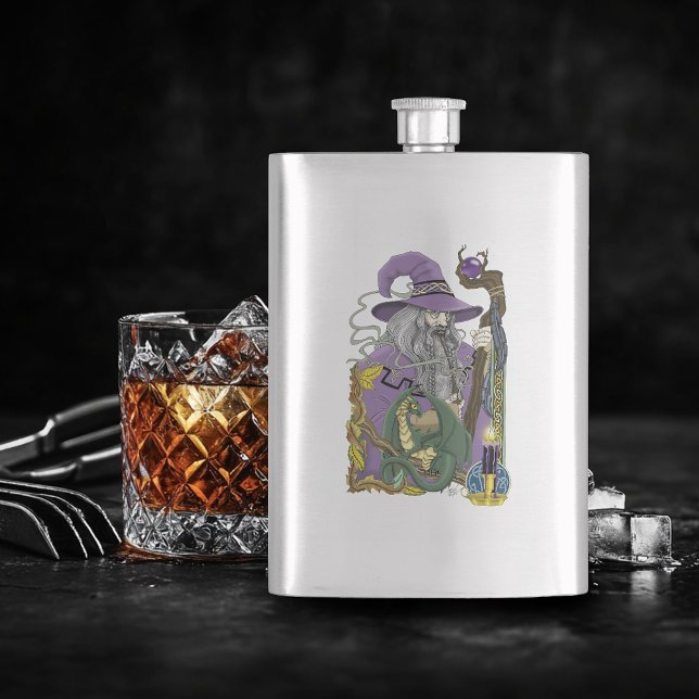Flasque Sorcier celtique dragon fantaisie violet (Créateur téléchargé)