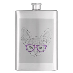 Flasque Sphynx ringard Geeky drôle avec les verres