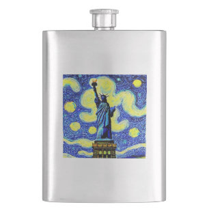 Flasque Starry Night Statue De Liberty New York