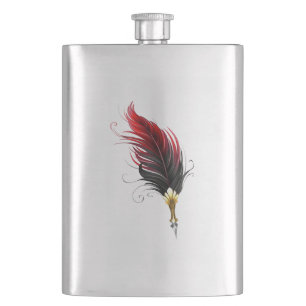 Flasque Stylo rouge en plumes avec nib or