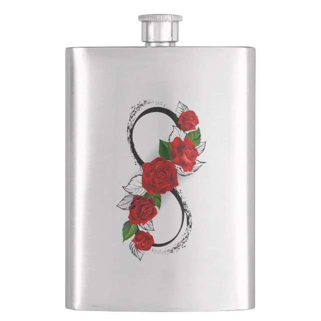 Flasque Symbole d'infini avec les roses rouges (devant)