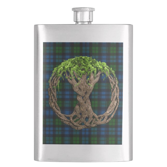 Flasque Tartan militaire de Campbell et arbre de la vie (devant)