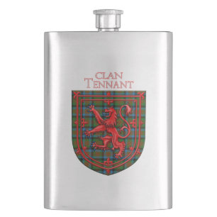 Flasque Tennant Tartan Scottish Plaid Lion Rampant