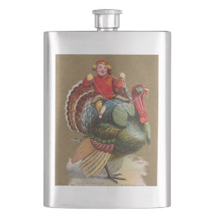 Flasque Thanksgiving Turquie Drôle salutations Vintages
