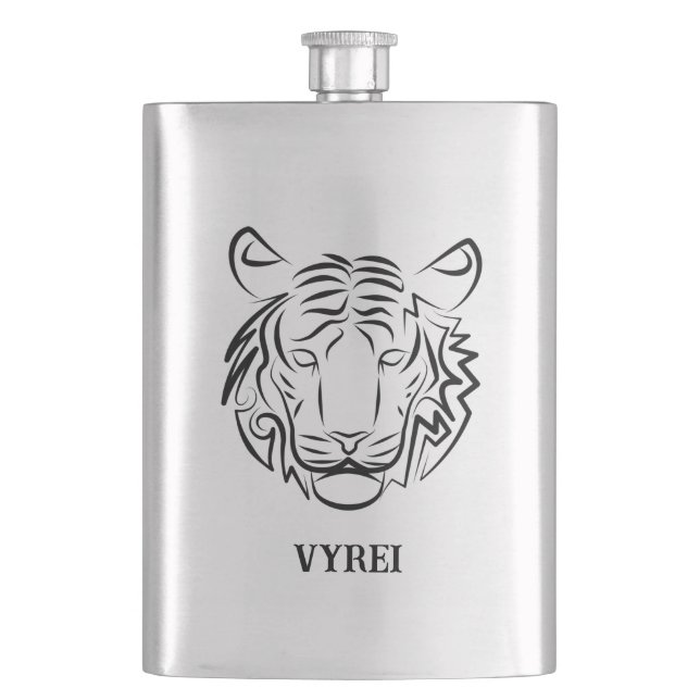 Flasque Tigre tribal noir et blanc (devant)