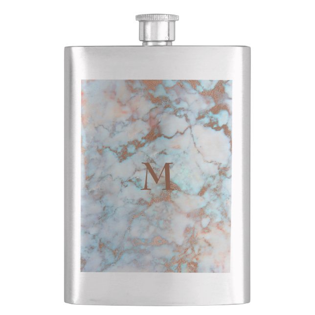 Flasque Tonalités pastel en marbre monogrammé (devant)