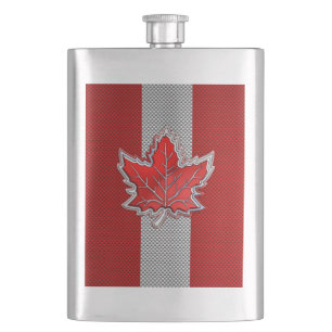 Flasque Toute la feuille d'érable rouge canadienne sur la