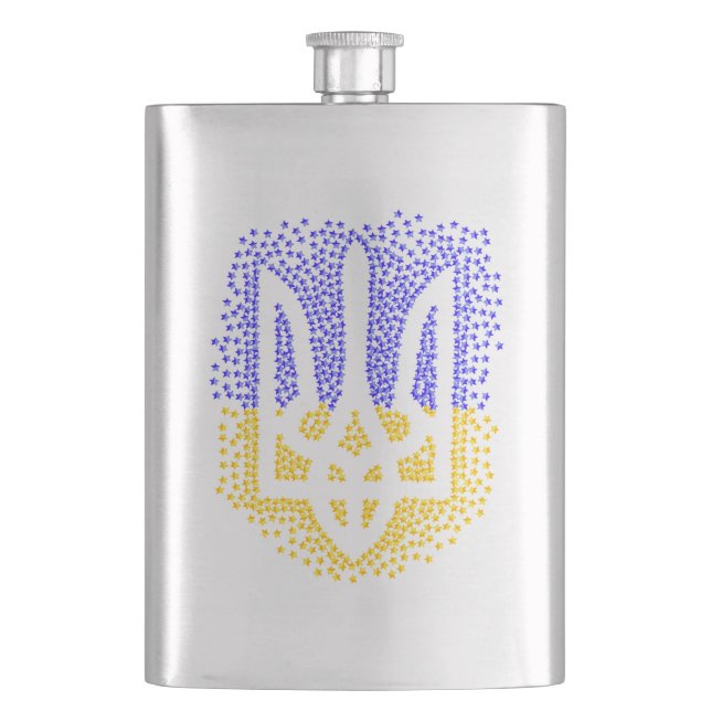 Flasque Trident heraldique ukrainien tryzub étoiles disper (devant)