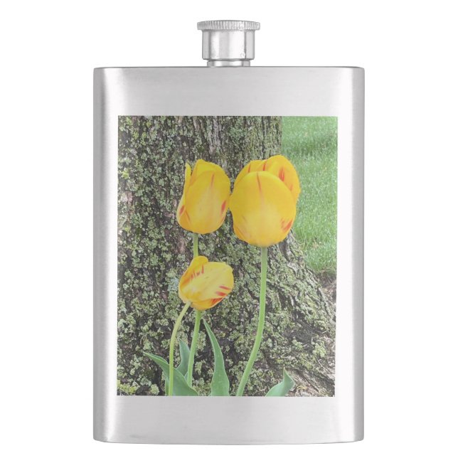 Flasque Trois Tulipes Jaunes / (devant)