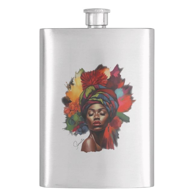 Flasque Une femme afro-américaine capable (devant)
