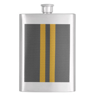 Flasque Vibrant Yellow Racing Stripes Carbon Fiber Style