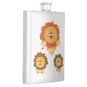 Flasque 'Viens ! ! ' Trois mignons Lions Cartoon Classique