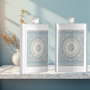 Flasque Vintage Campagne Française Shabby Chic Décor Bleu