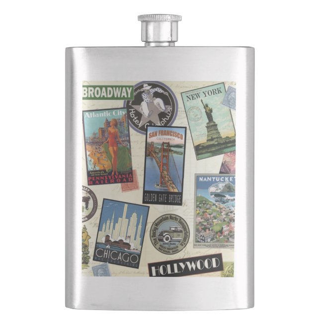 Flasque Vintage voyage moderne USA (devant)