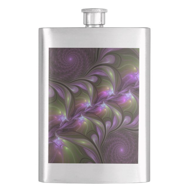 Flasque Violet Abstrait violet violet kaki fractal (devant)