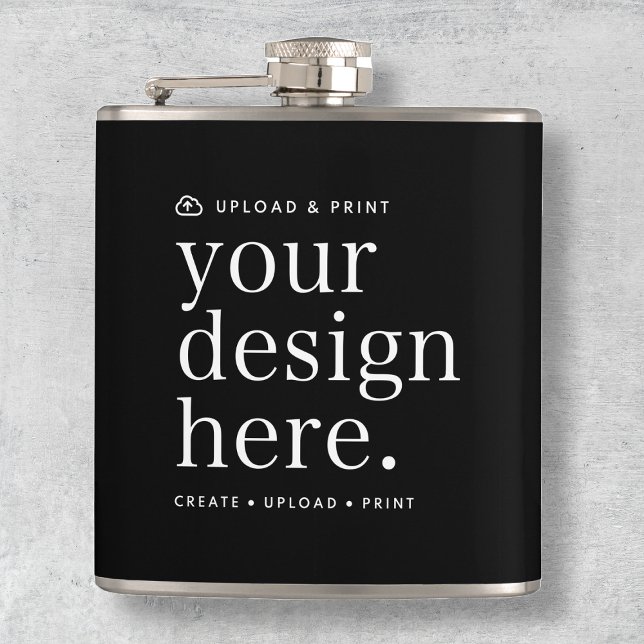 Flasque Votre Création Téléchargement 6oz (Possibilities are endless with this fully editable stylish black flask template.)