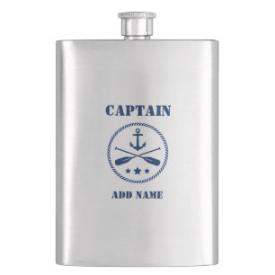 Flasque Votre nom Capitaine Flask Ancre & Oars