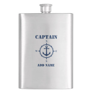 Flasque Votre nom Capitaine Flask Compass Ancre