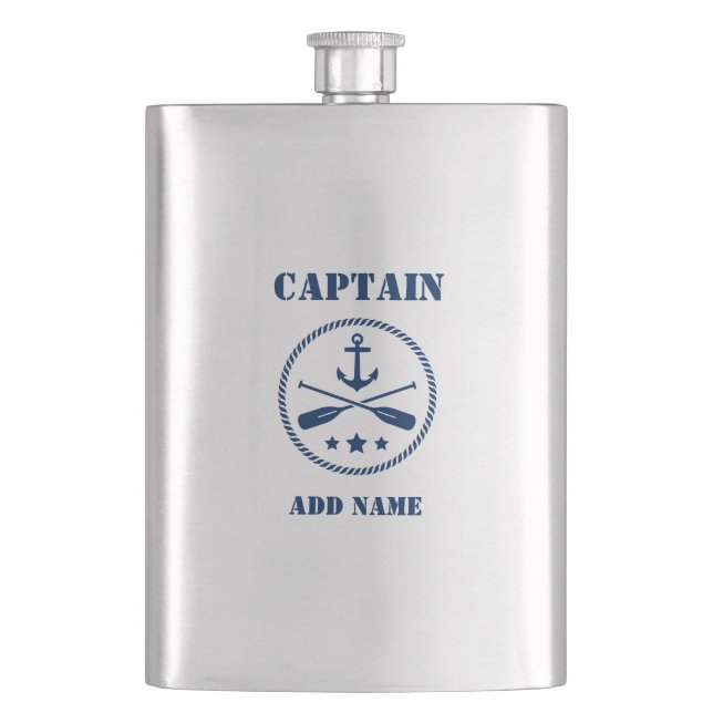 Flasque Votre nom Captain Flask Ancre & Oars (devant)