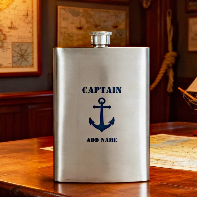 Flasque Votre nom Captain Flask Ancre Vintage (Créateur téléchargé)