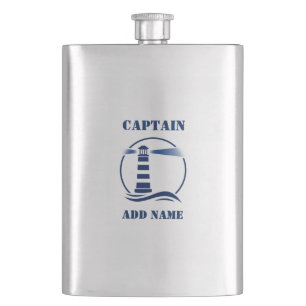 Flasque Votre nom Captain Flask Custom Lighthouse Navy