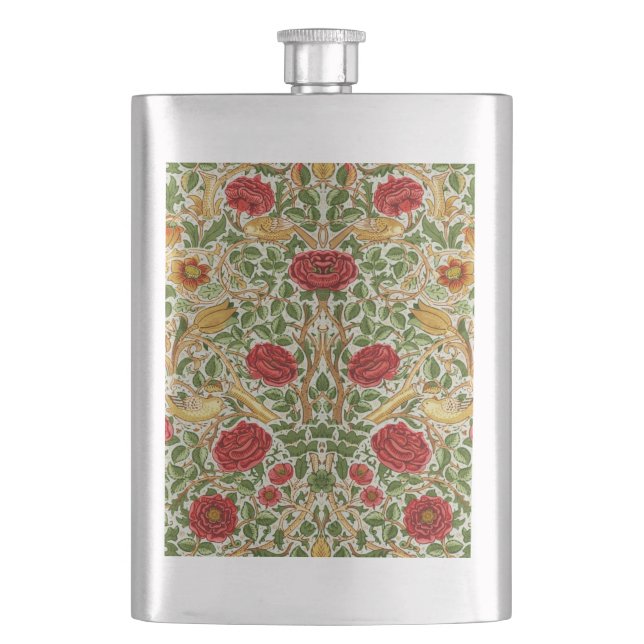 Flasque William Morris Rose & Oiseaux Chintz Rouge (devant)