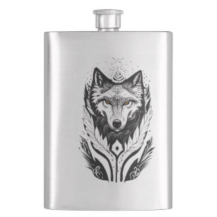 Flasque Wolf Wild Animal Nature Illustration Art tatouage