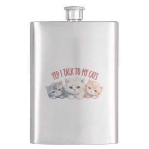 Flasque Yep, je parle à My Cats - Adorable Trio Cat Design