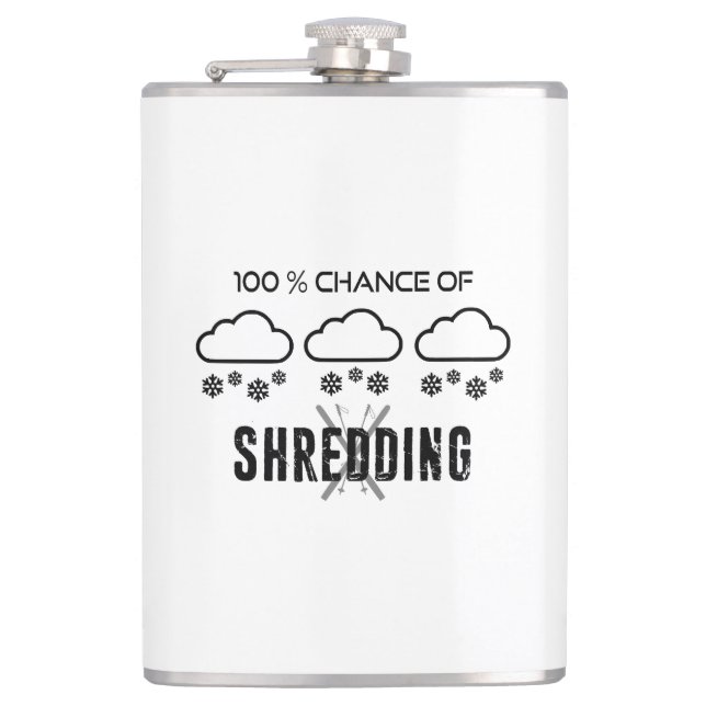 Flasques 100% De Chance De Shredding Météo Prévision Ski (Devant)