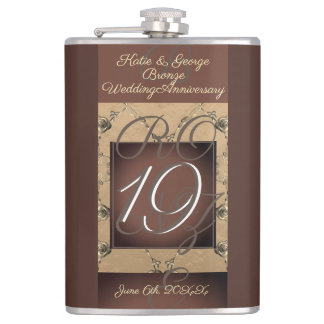 Flasques 19e anniversaire Mariage    Bronze foncéFlacon