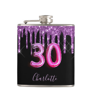 Flasques 30e anniversaire noir violet parties scintillant d