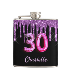 Flasques 30e anniversaire noir violet parties scintillant n