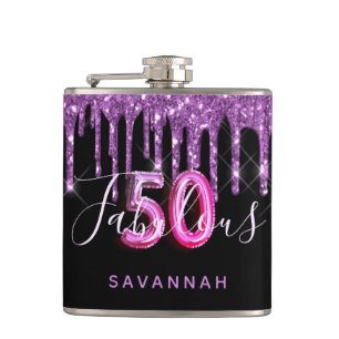 Flasques 50 Fabuleux anniversaire noir violet script de par