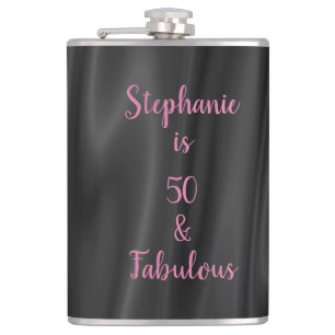 Flasques 50 & Fabulous Black & Pink Elegant Satin Look