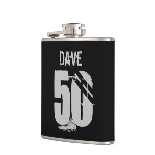 Flasques 50e anniversaire Black Name Bold Personnalisé