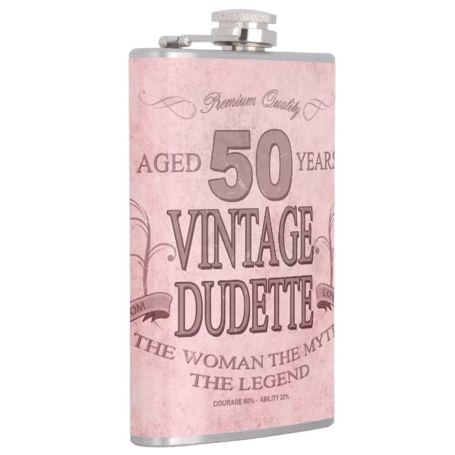 Flasques 50e Humour rose Vintage Style Dudette Flask (Droite)