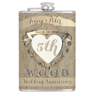 Flasques 5e anniversaire Mariage "Bois"