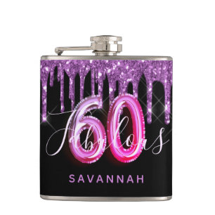 Flasques 60 Fabuleux anniversaire noir violet script de par