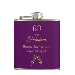 Flasques 60 fabulous birthday purple gold monogram script