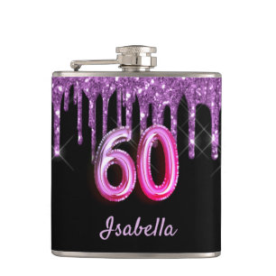 Flasques 60e anniversaire noir violet parties scintillant m