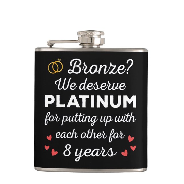 Flasques 8ème anniversaire Mariage I - Bronze Funny Couple (Devant)
