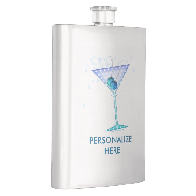 FLASQUES À COCKTAIL, DESIGN MARTINI BLEU (Droite)
