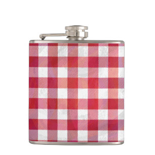 Flasques À damiers Plaid Rouge et Blanc
