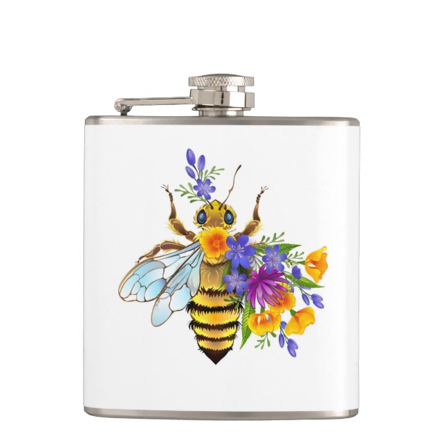 Flasques Abeille à fleurs avec plantes sauvages (Devant)