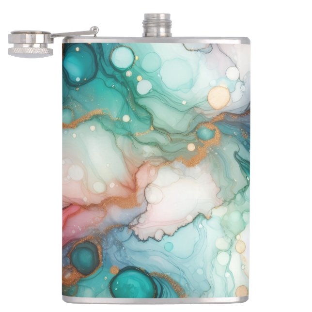 Flasques Abstract in Pink, Teal, Blue, and Gold (Ouvert)