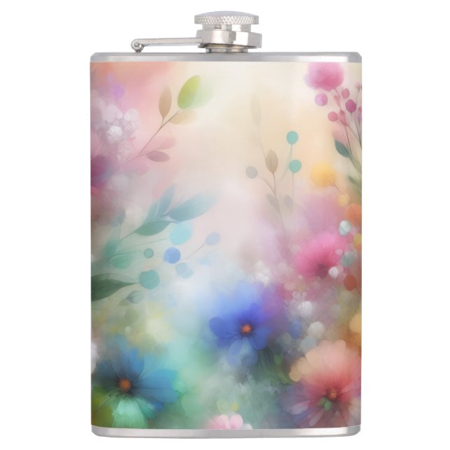 Flasques Abstract Watercolor Florals Flask (Devant)