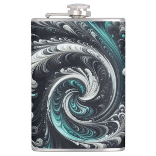 Flasques Abstrait vert, argent et noir
