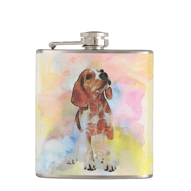 Flasques adorable adorable puppy tendance chien aquarelles (Devant)