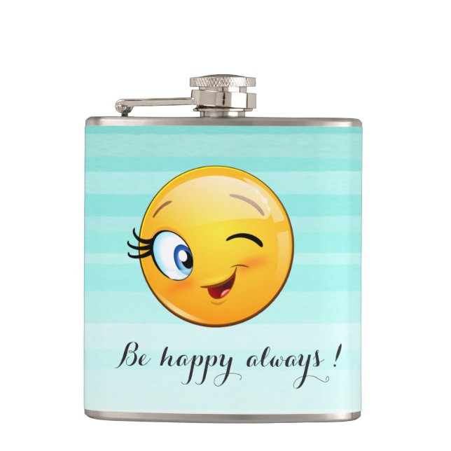 Flasques Adorable Winking Emoji Face-Be heureux toujours (Devant)