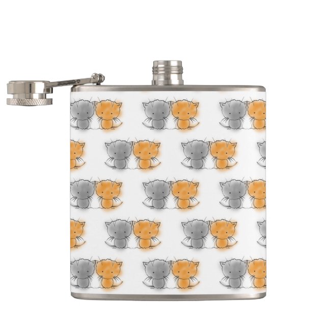 Flasques Adorables chatons fantaisistes orange et gris (Ouvert)
